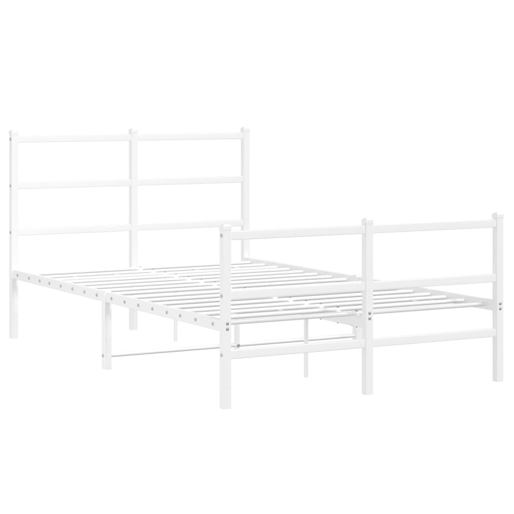 Sengeramme i metall med hode- og fotgavl hvit 120x200 cm