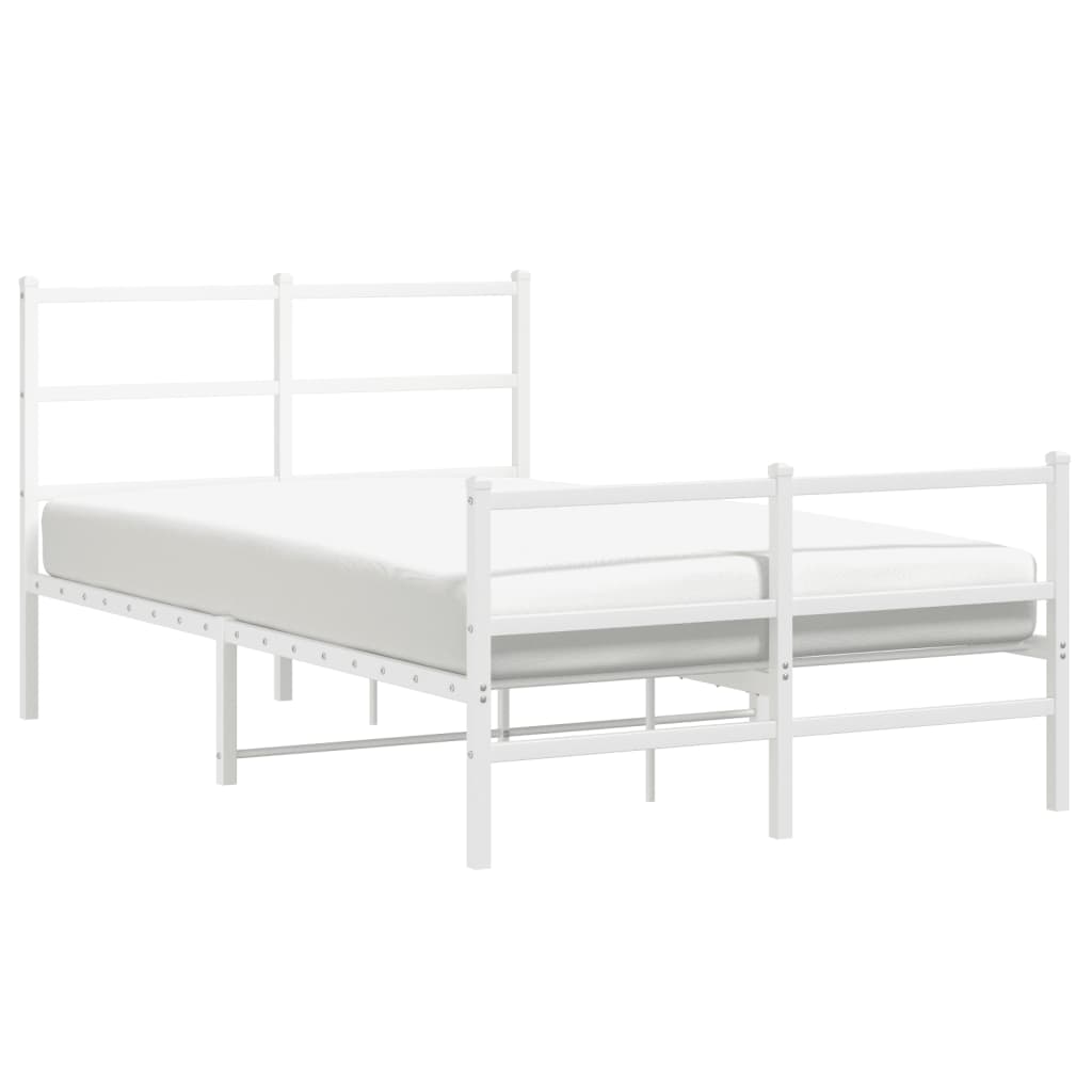 Sengeramme i metall med hode- og fotgavl hvit 120x200 cm