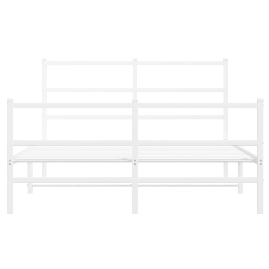 Sengeramme i metall med hode- og fotgavl hvit 135x190 cm