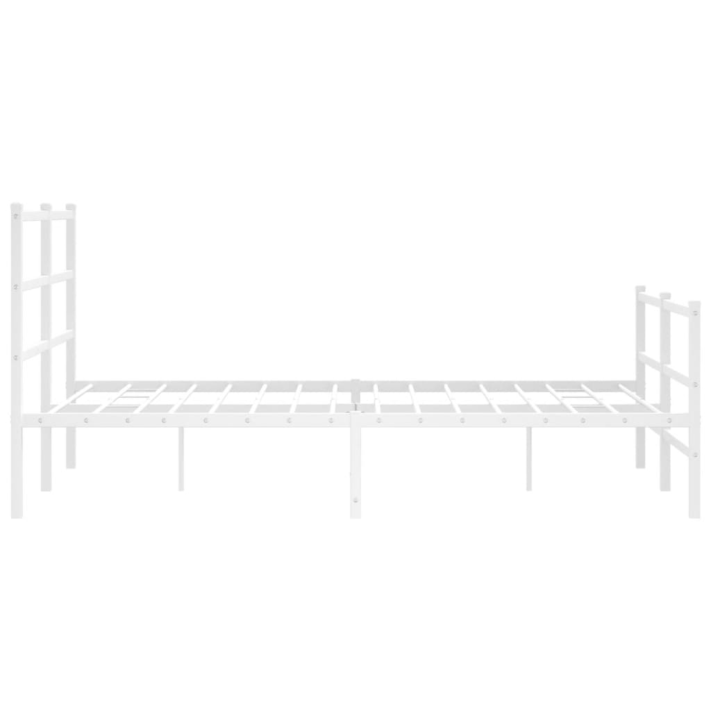 Sengeramme i metall med hode- og fotgavl hvit 135x190 cm