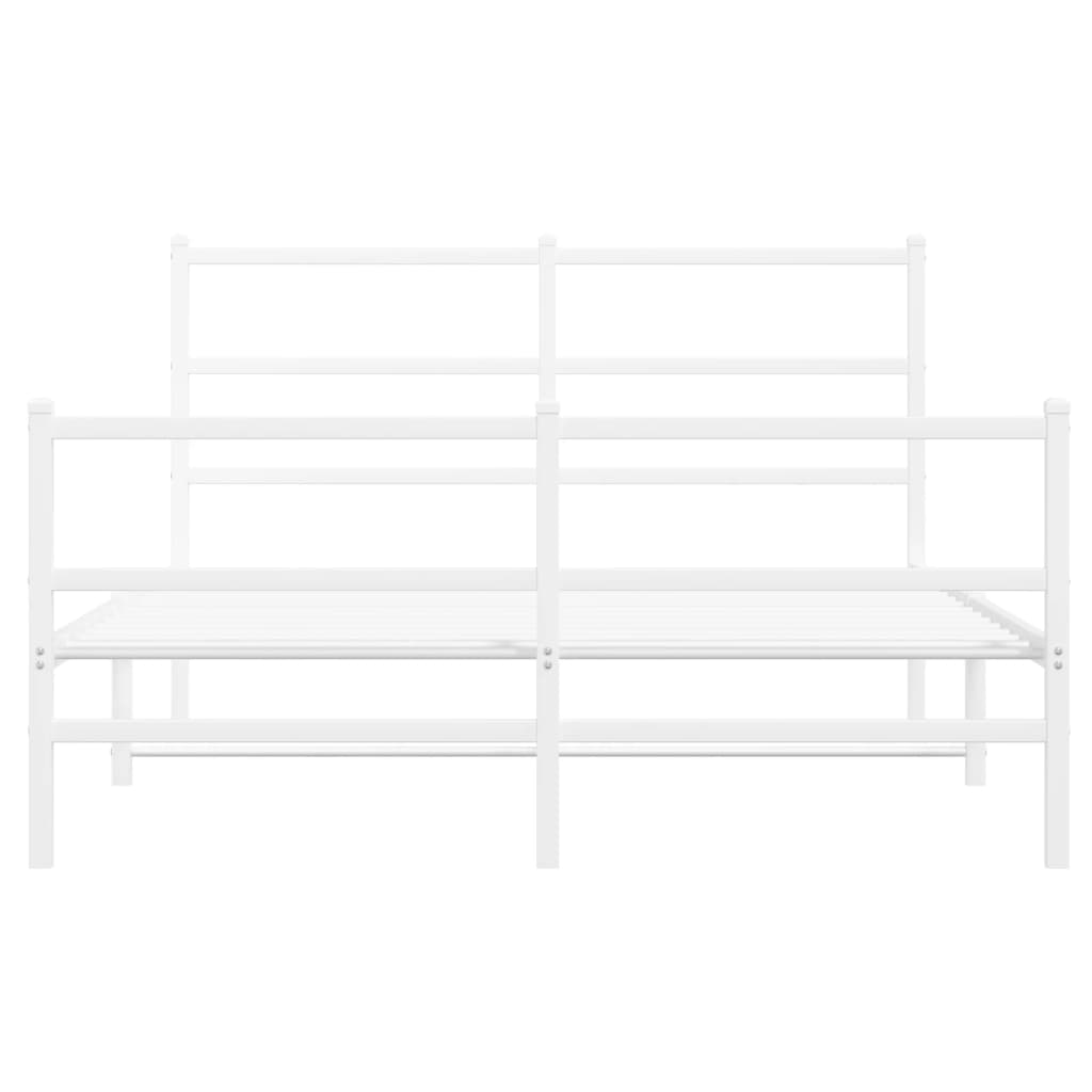 Sengeramme i metall med hode- og fotgavl hvit 140x190 cm