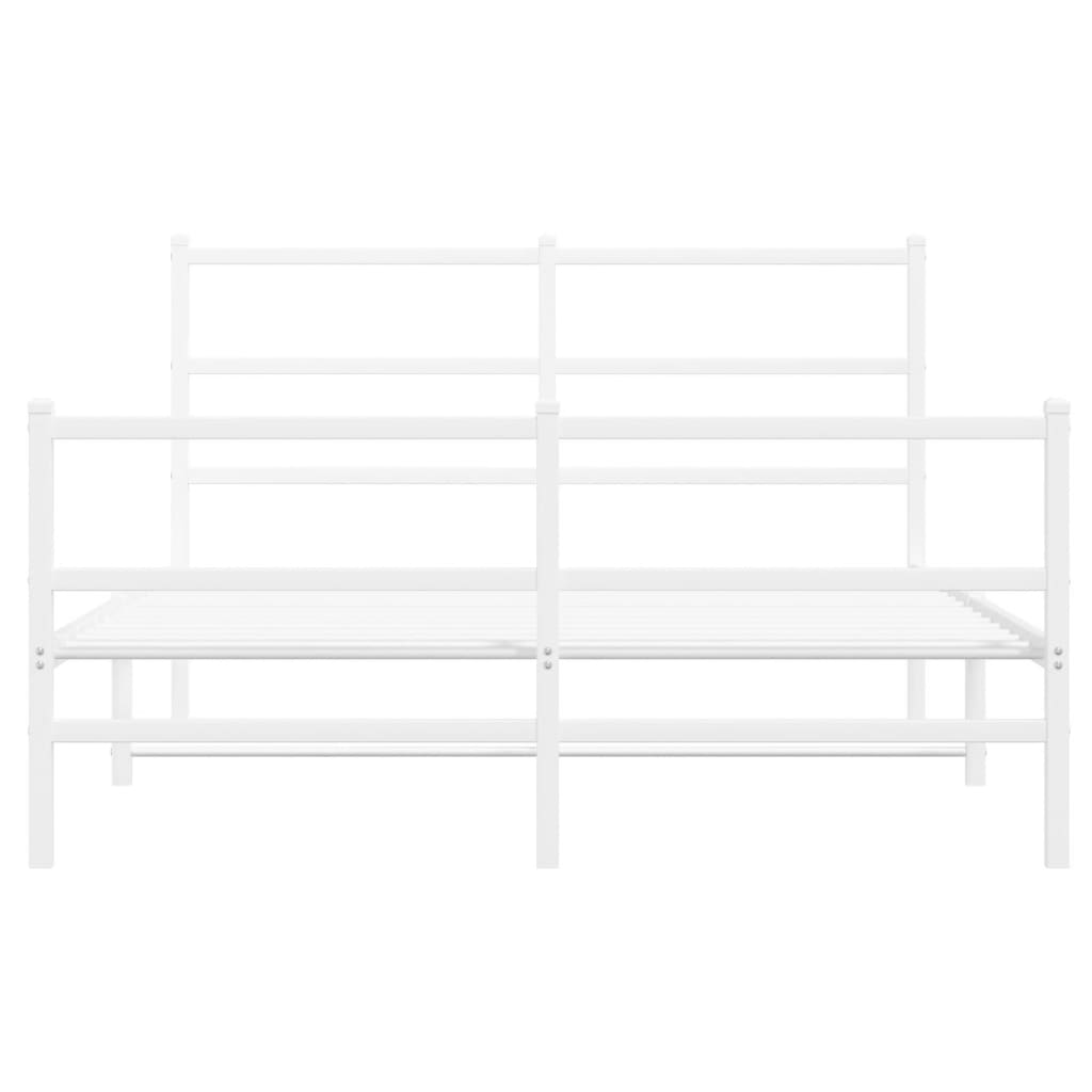 Sengeramme i metall med hode- og fotgavl hvit 140x200 cm