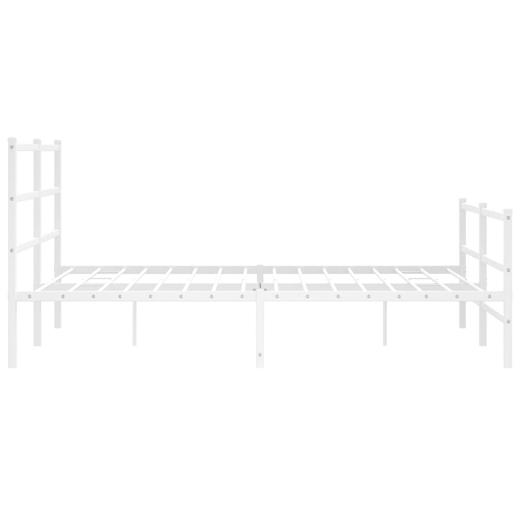 Sengeramme i metall med hode- og fotgavl hvit 150x200 cm
