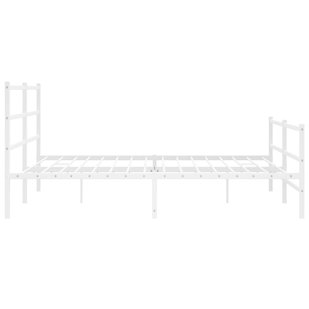 Sengeramme i metall med hode- og fotgavl hvit 183x213 cm