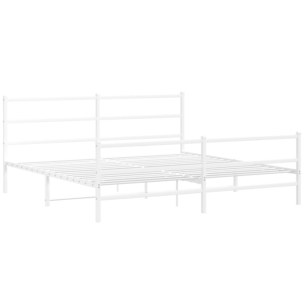 Sengeramme i metall med hode- og fotgavl hvit 193x203 cm