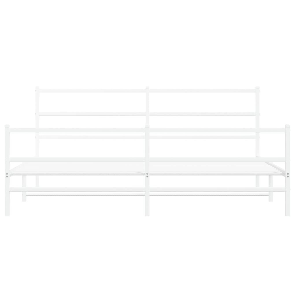 Sengeramme i metall med hode- og fotgavl hvit 193x203 cm