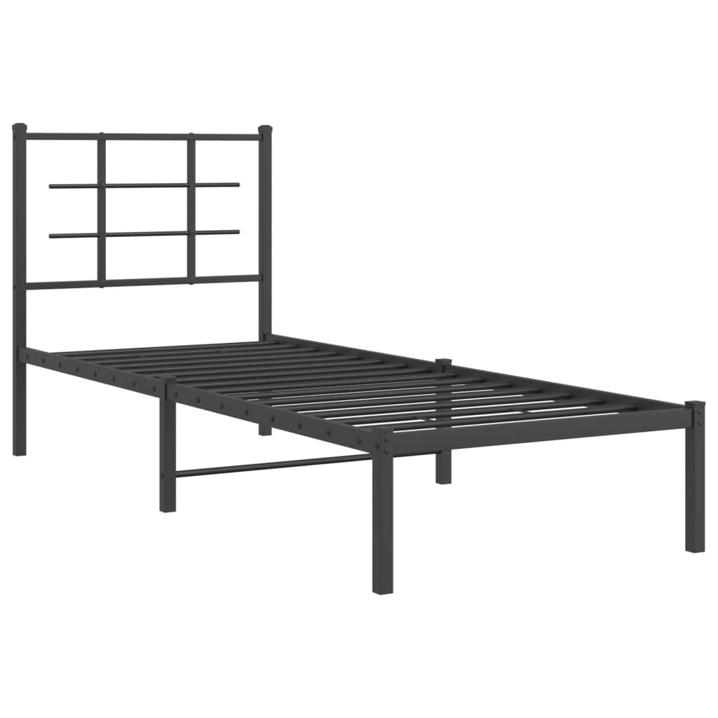 Sengeramme i metall med hodegavl svart 80x200 cm