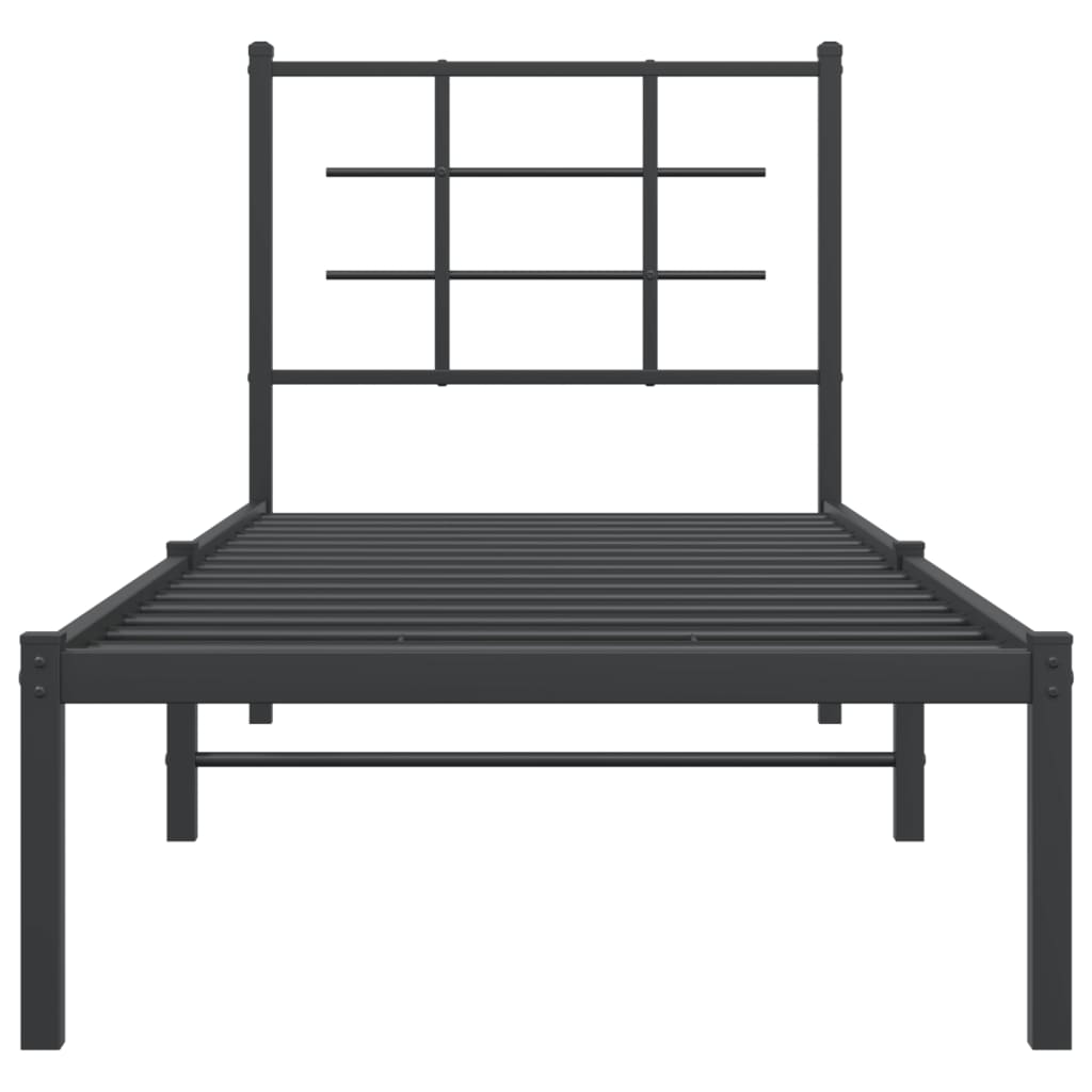 Sengeramme i metall med hodegavl svart 80x200 cm