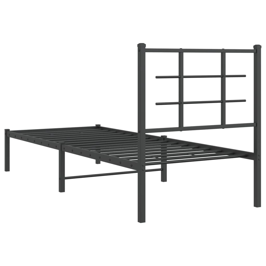Sengeramme i metall med hodegavl svart 80x200 cm