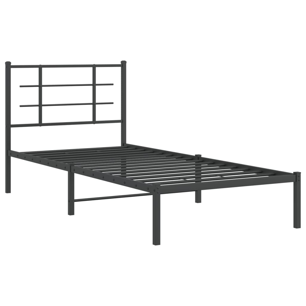 Sengeramme i metall med hodegavl svart 90x190 cm