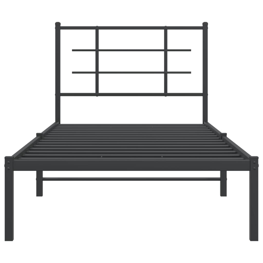 Sengeramme i metall med hodegavl svart 90x190 cm