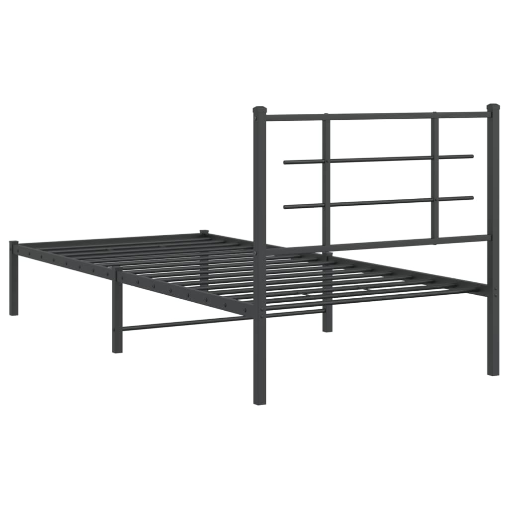 Sengeramme i metall med hodegavl svart 90x190 cm
