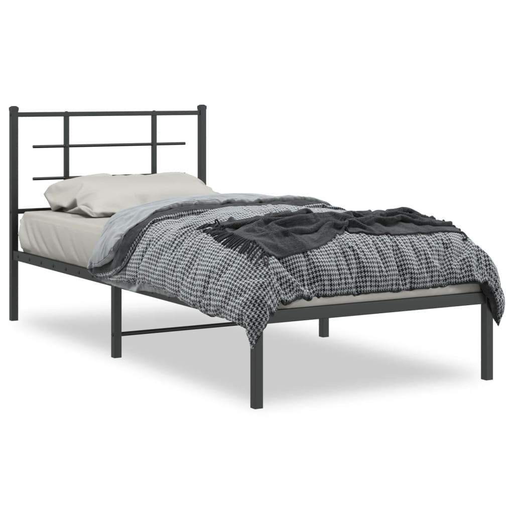 Sengeramme i metall med hodegavl svart 90x200 cm