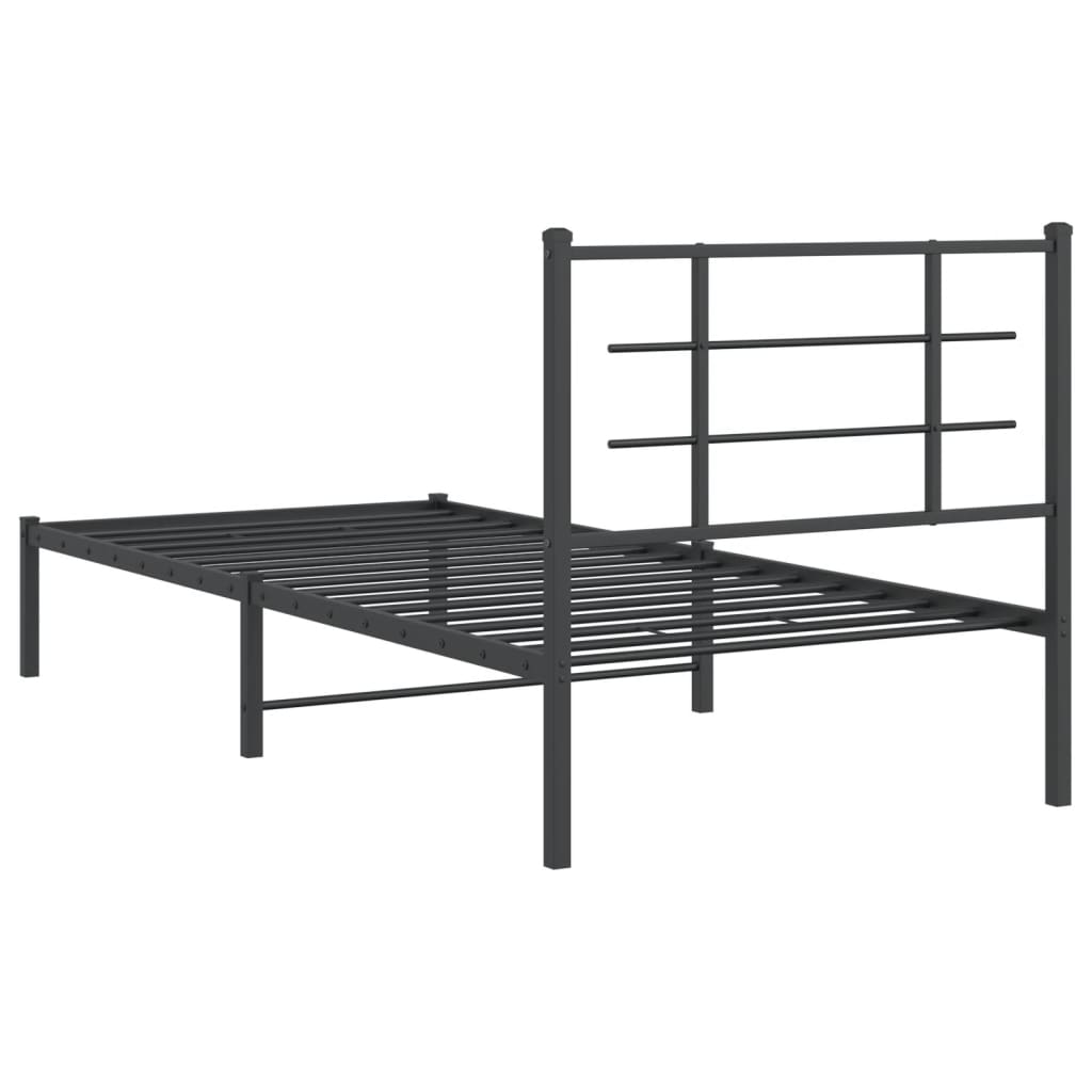 Sengeramme i metall med hodegavl svart 90x200 cm