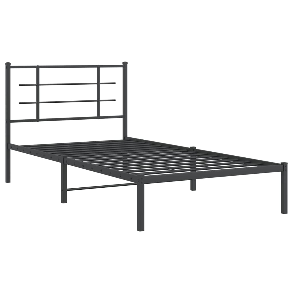 Sengeramme i metall med hodegavl svart 107x203 cm