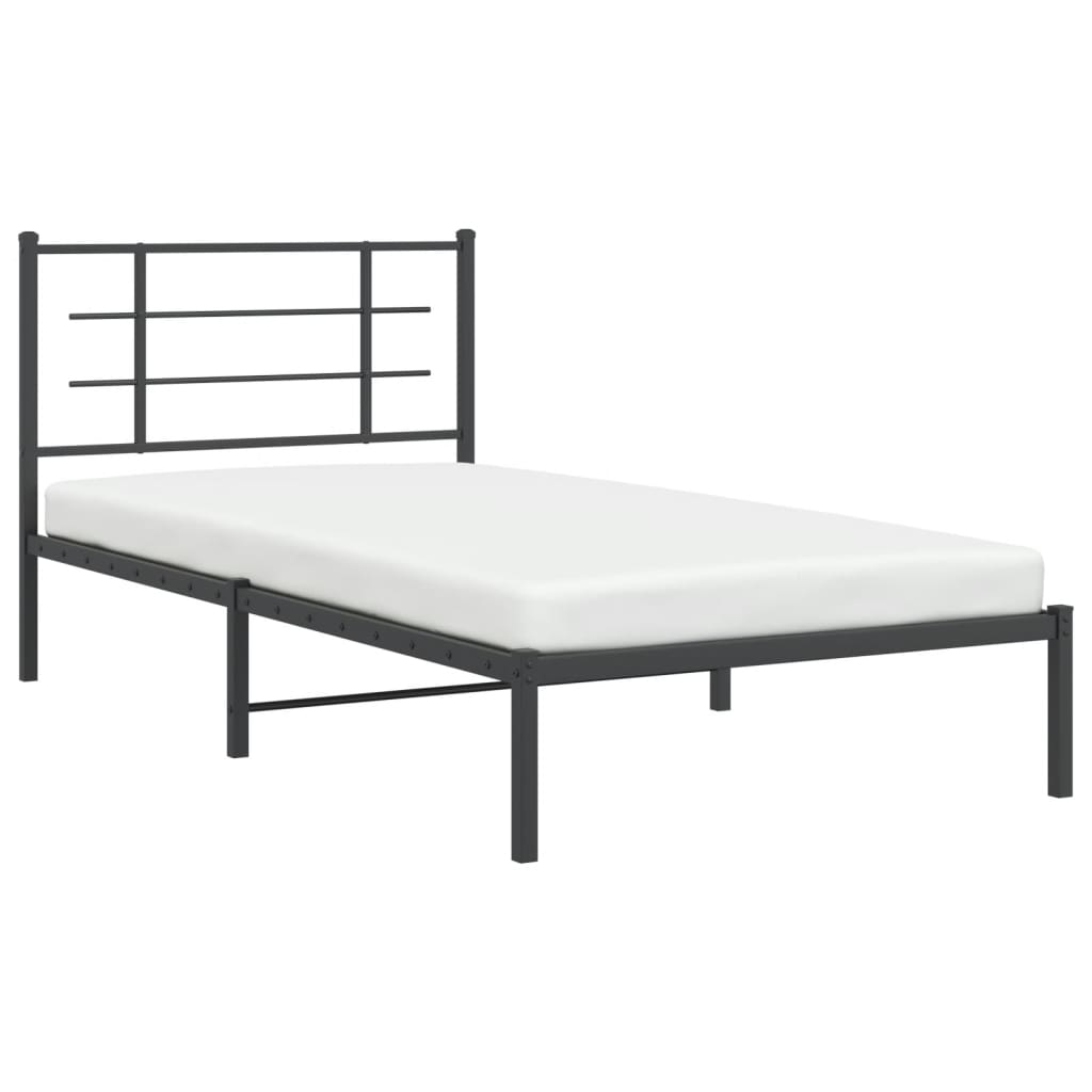 Sengeramme i metall med hodegavl svart 107x203 cm