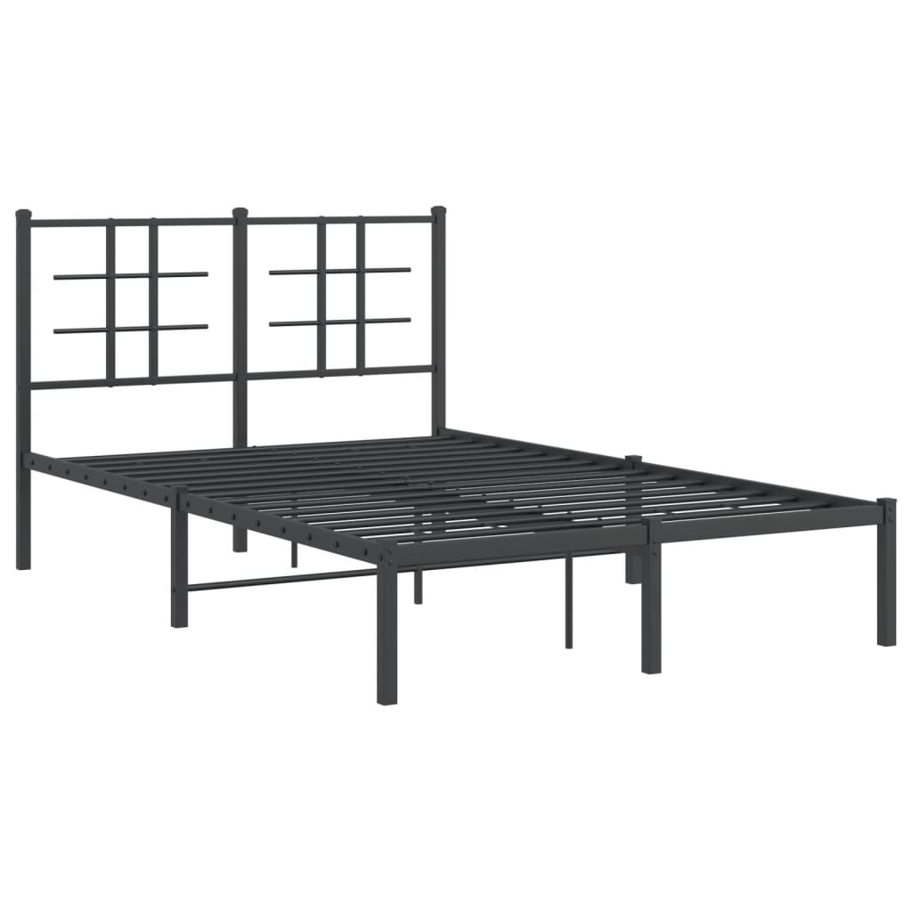 Sengeramme i metall med sengegavl svart 120x200 cm