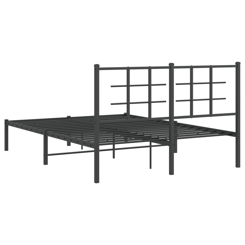 Sengeramme i metall med hodegavl svart 140x190 cm