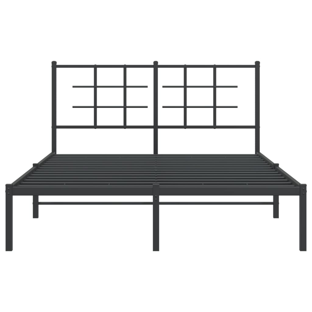 Sengeramme i metall med sengegavl svart 140x200 cm
