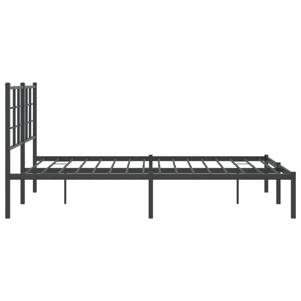 Sengeramme i metall med sengegavl svart 140x200 cm