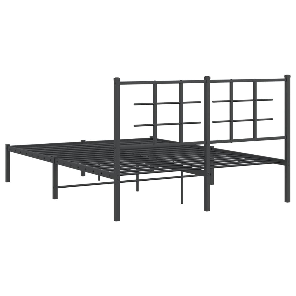 Sengeramme i metall med sengegavl svart 140x200 cm