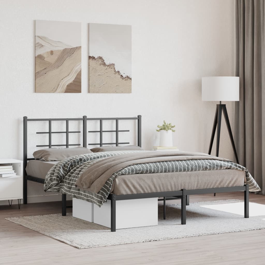 Sengeramme i metall med sengegavl svart 140x200 cm