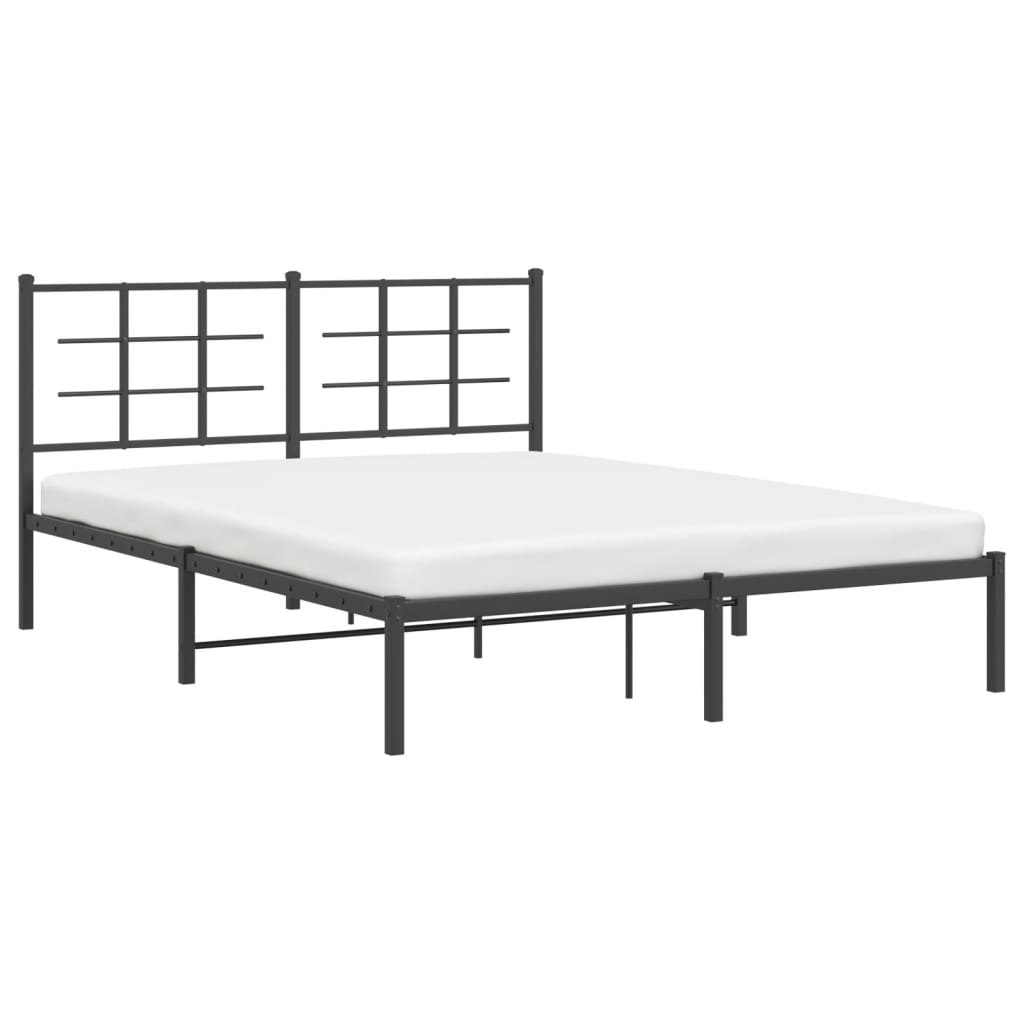 Sengeramme i metall med sengegavl svart 150x200 cm