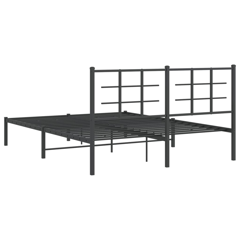 Sengeramme i metall med sengegavl svart 150x200 cm