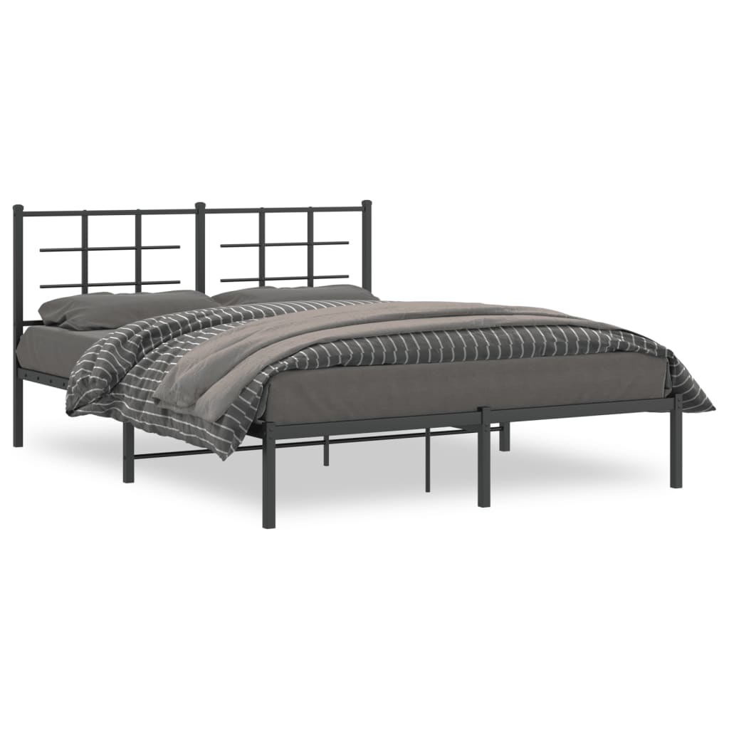 Sengeramme i metall med hodegavl svart 160x200 cm
