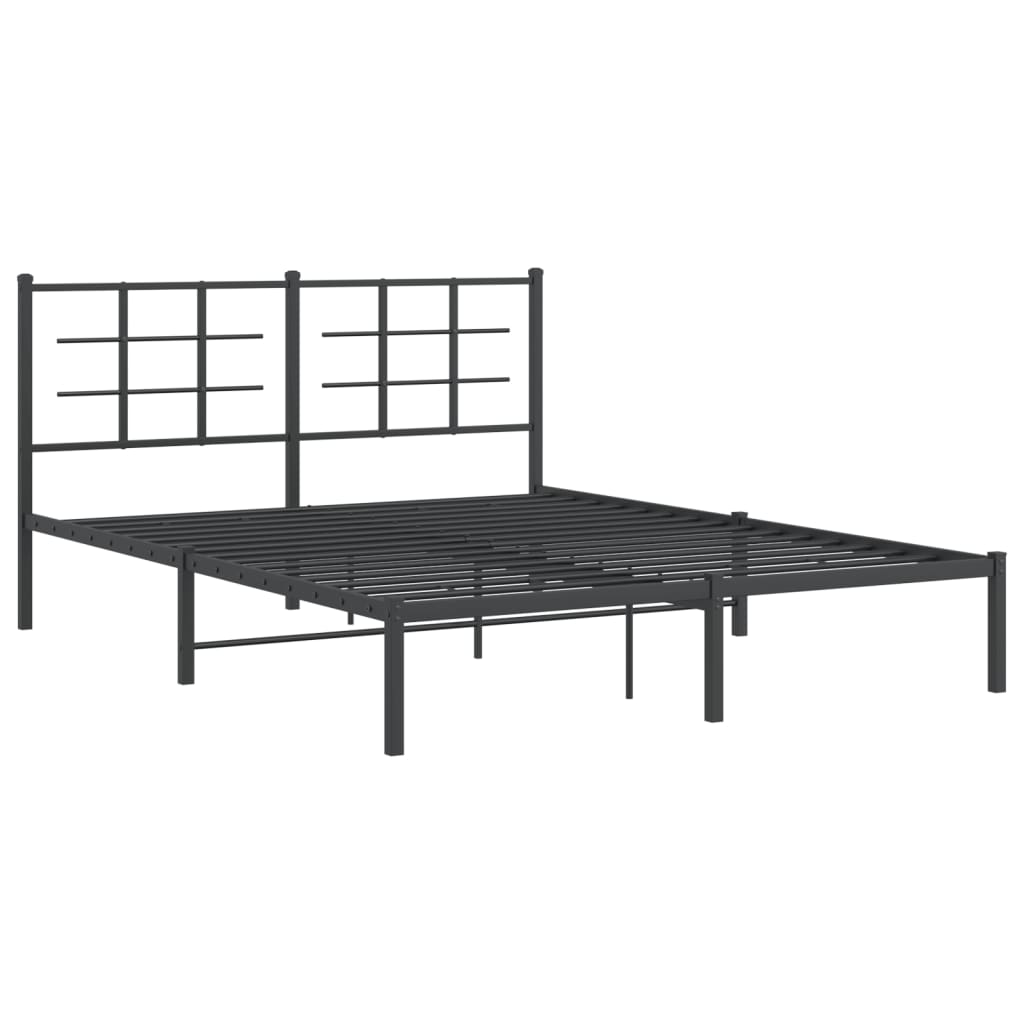 Sengeramme i metall med hodegavl svart 160x200 cm