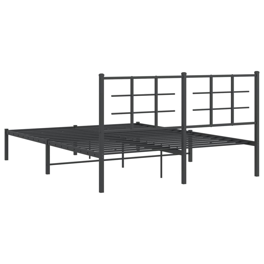 Sengeramme i metall med hodegavl svart 160x200 cm