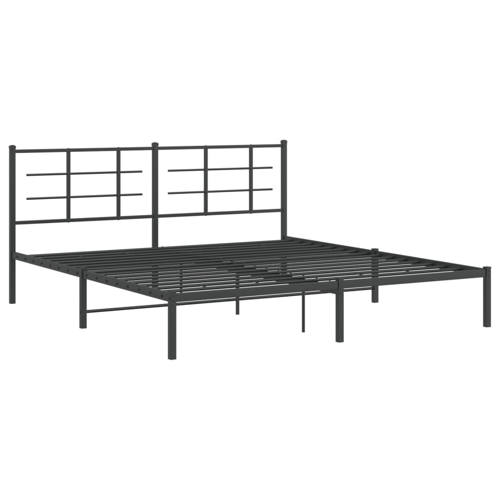Sengeramme i metall med sengegavl svart 180x200 cm