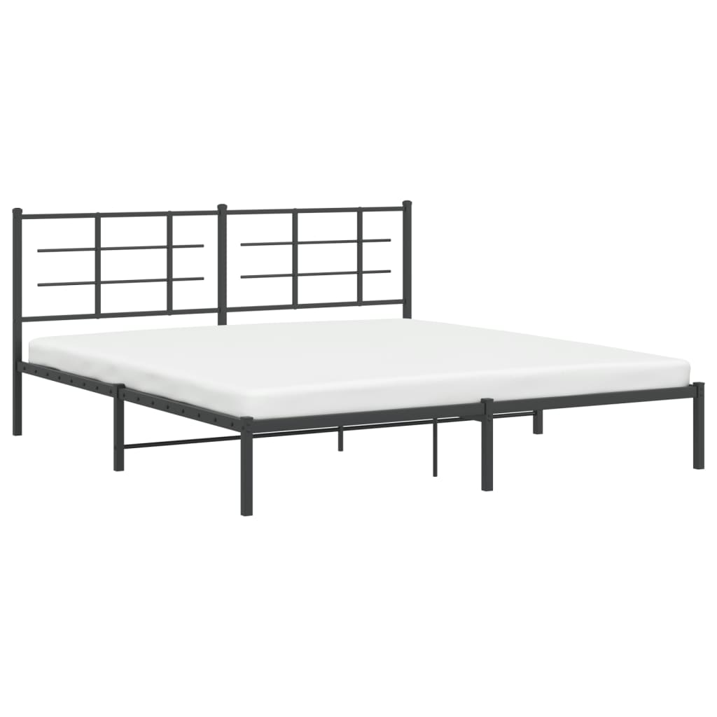 Sengeramme i metall med sengegavl svart 180x200 cm