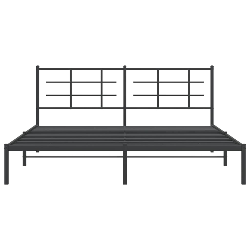 Sengeramme i metall med sengegavl svart 180x200 cm