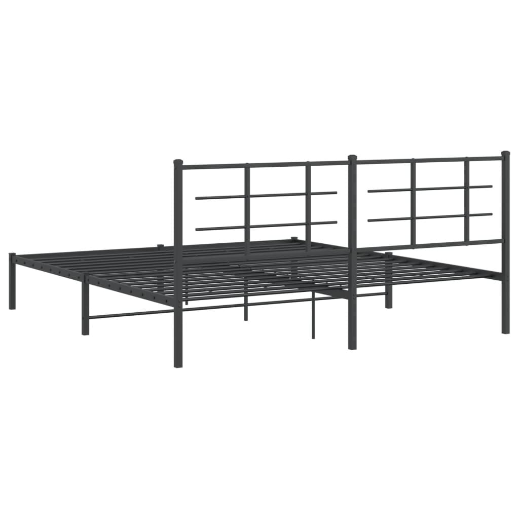 Sengeramme i metall med sengegavl svart 180x200 cm