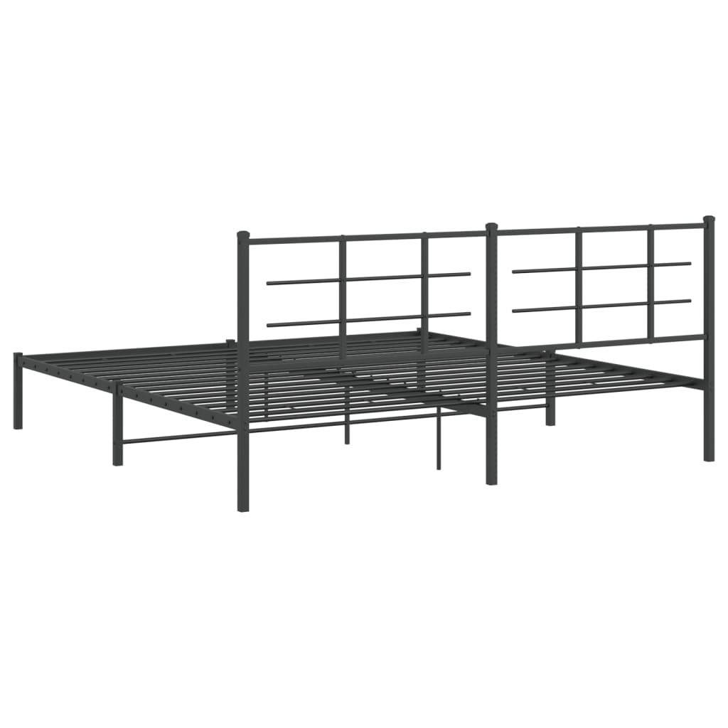 Sengeramme i metall med sengegavl svart 193x203 cm