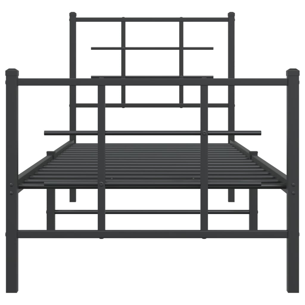 Sengeramme i metall med hode- og fotgavl svart 75x190 cm