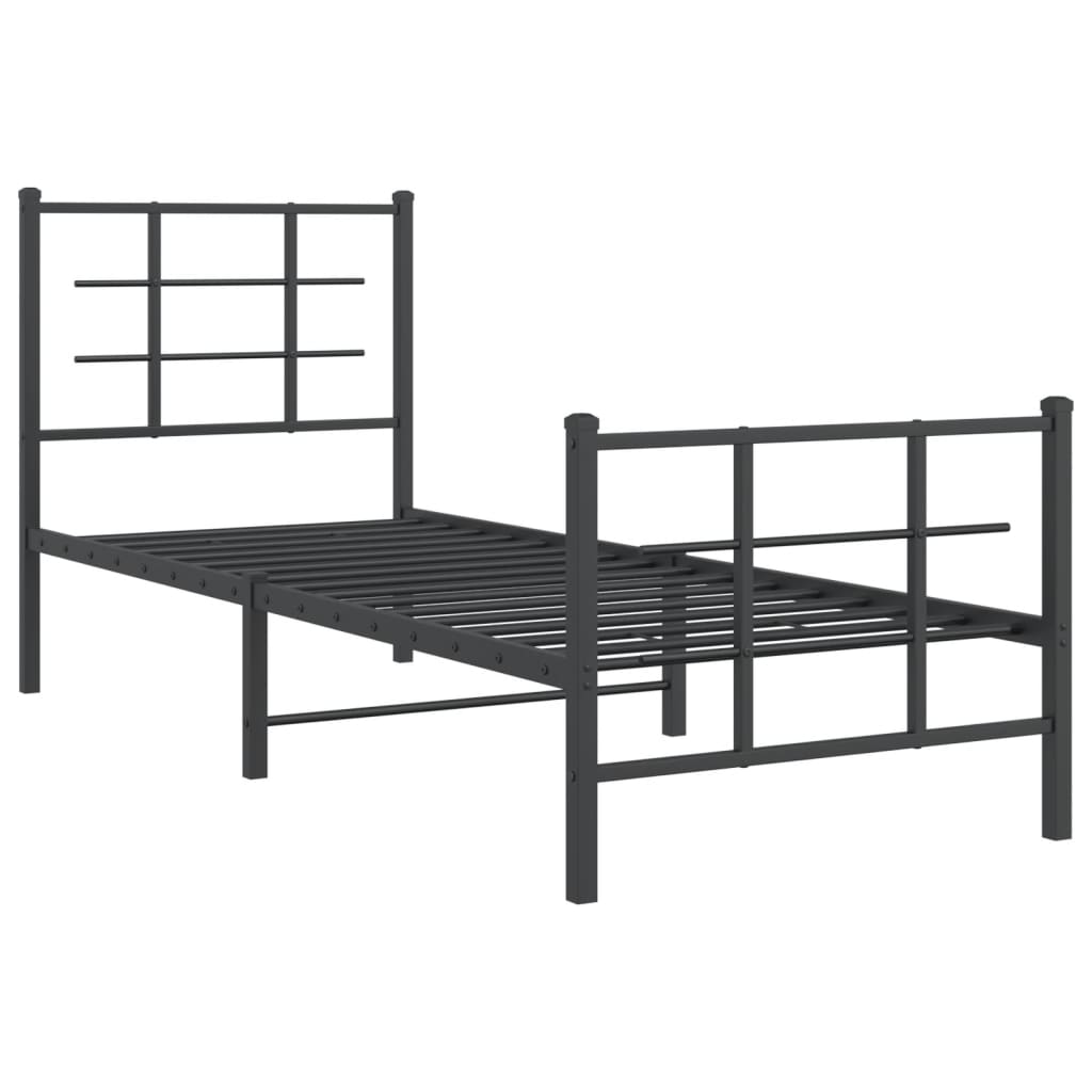 Sengeramme i metall med hode- og fotgavl svart 80x200 cm