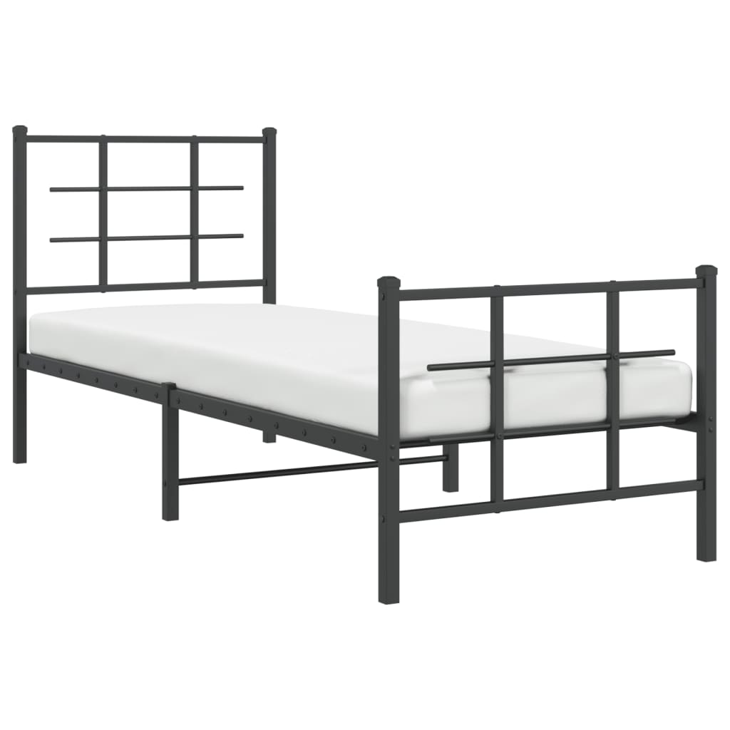 Sengeramme i metall med hode- og fotgavl svart 80x200 cm