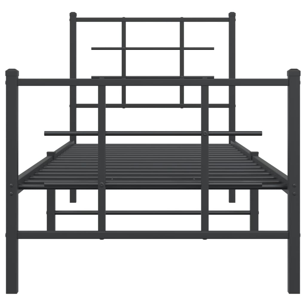 Sengeramme i metall med hode- og fotgavl svart 80x200 cm