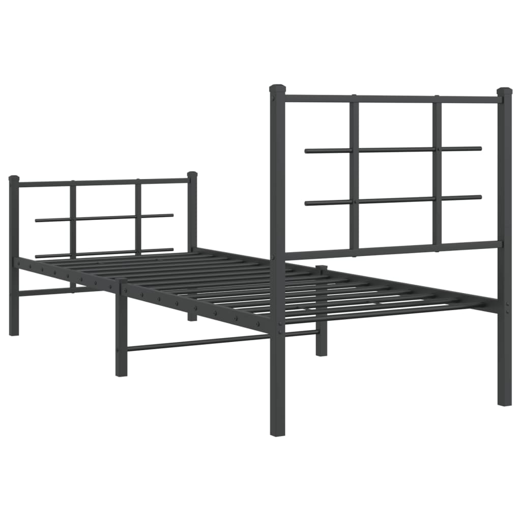 Sengeramme i metall med hode- og fotgavl svart 80x200 cm