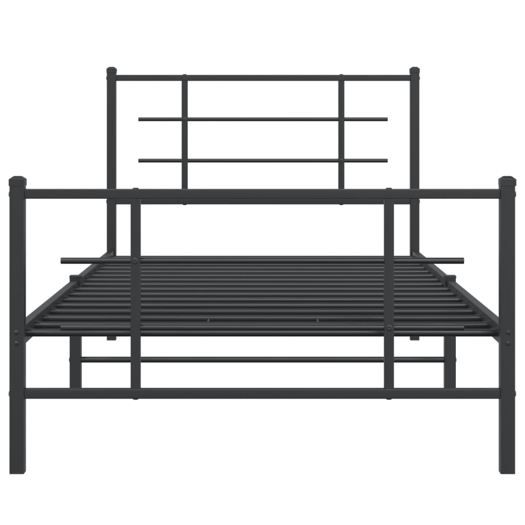 Sengeramme i metall med hode- og fotgavl svart 100x190 cm