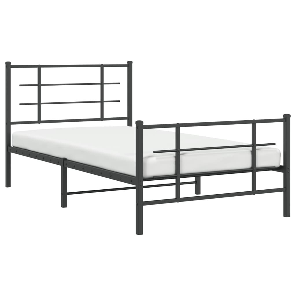 Sengeramme i metall med hode- og fotgavl svart 100x200 cm
