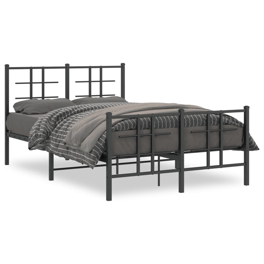 Sengeramme i metall med hode- og fotgavl svart 120x190 cm