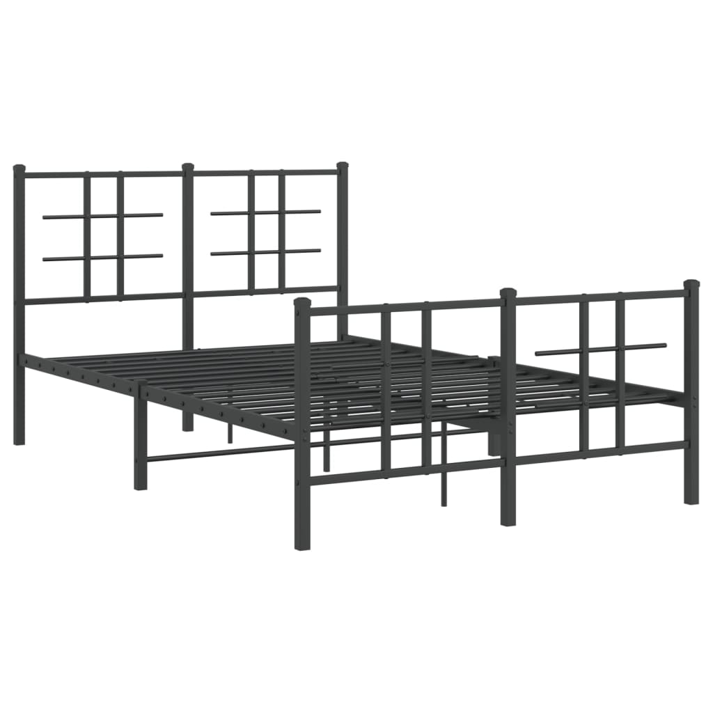 Sengeramme i metall med hode- og fotgavl svart 120x190 cm