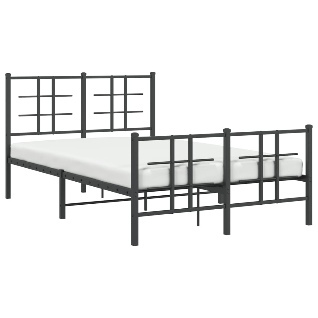 Sengeramme i metall med hode- og fotgavl svart 120x190 cm