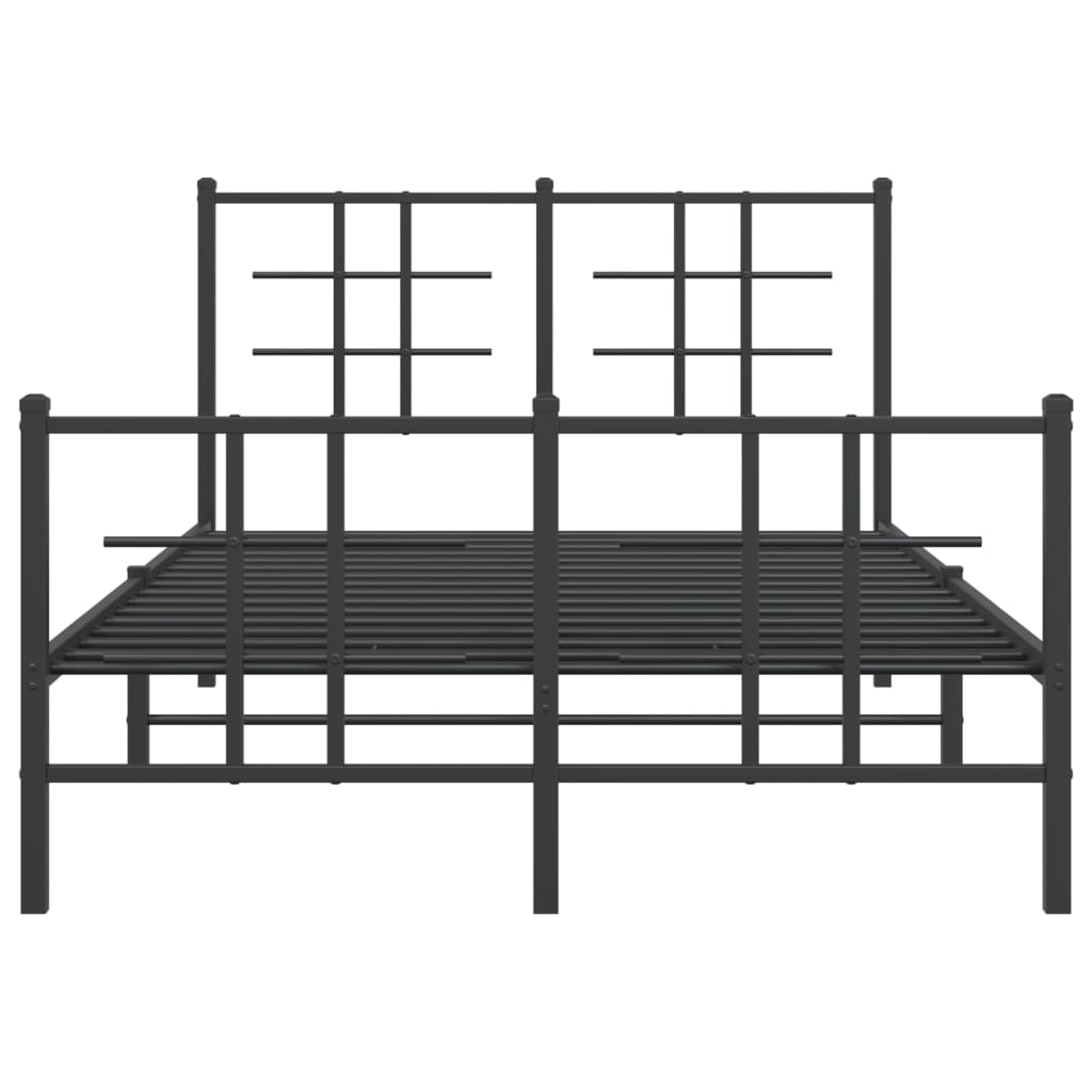 Sengeramme i metall med hode- og fotgavl svart 120x190 cm