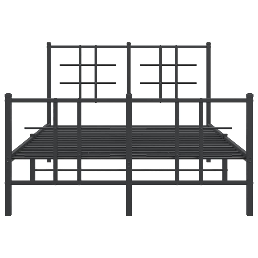 Sengeramme i metall med hode- og fotgavl svart 120x200 cm
