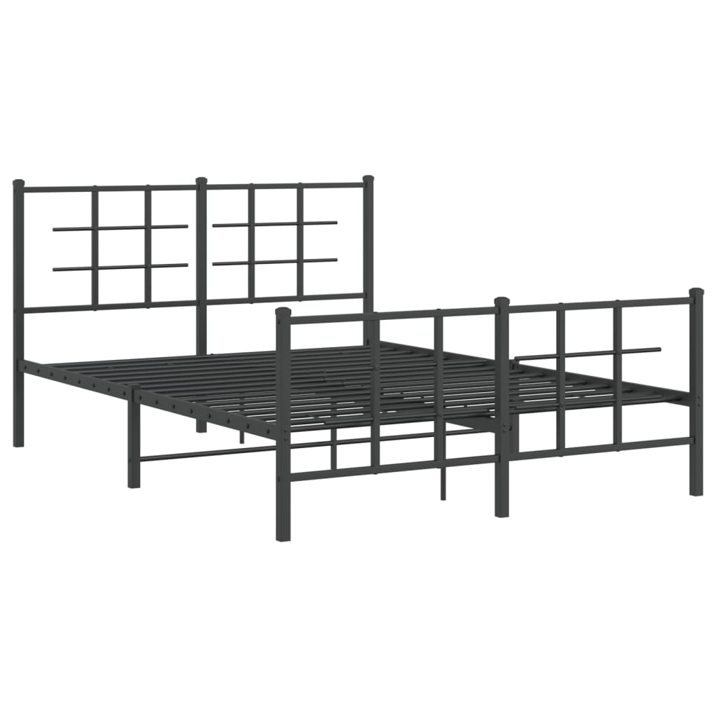 Sengeramme i metall med hode- og fotgavl svart 135x190 cm
