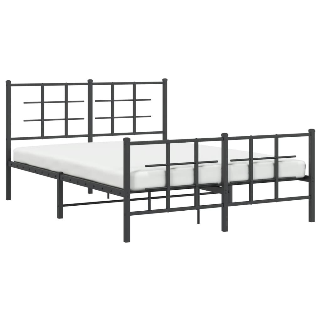Sengeramme i metall med hode- og fotgavl svart 135x190 cm